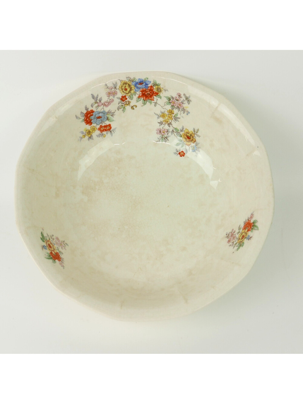 Vintage 1928 Alfred Meakin England Floral Ceramic Serving Bowl Art Deco 8.6"